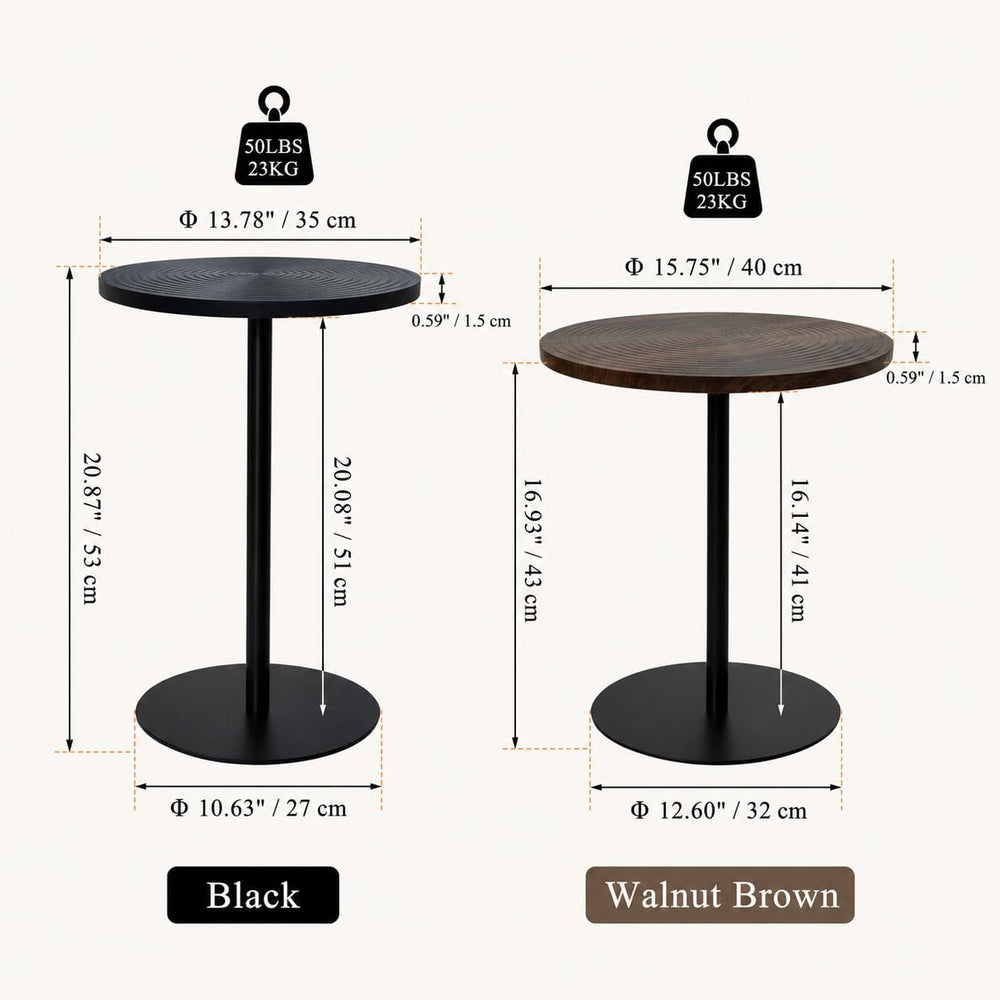 Round Side Table Set of 2, End Tables for Living Room Bedroom, Small Nesting ...