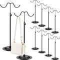 Weysat 10 Pcs Purse Holder Adjustable Handbag Display Stand Double Hook Metal Bag Hanger Jewelry Display Rack for Handbags Wig Hat Closet Boutique Tabletop Store Retail Use (Black)
