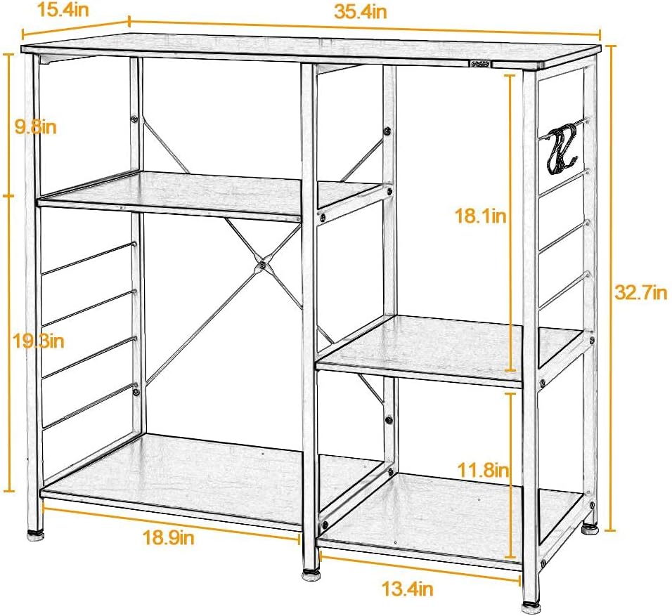 soges Kitchen Standing Baker's Rack, Utility Microwave Oven Stand, Multi-Layers Kitchen Storage Cart Workstation Shelf, Coffee Cart, Rustic Brown