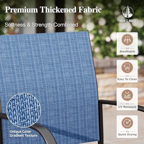 HERA'S HOUSE 7pc Patio Dining Set, Outdoor Wood-Like Metal Table & 6 ...
