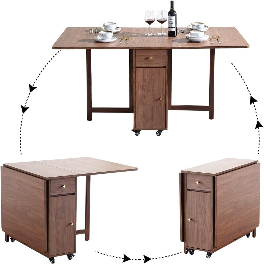 COMUHOME Extendable Drop Leaf Folding Dining Table with 4 Chairs, Collapsible...