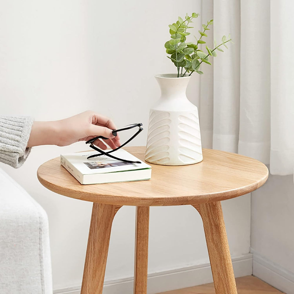 Knocbel Accent Solid Wood Small Round End Table Living Room Sofa Couch Side S...