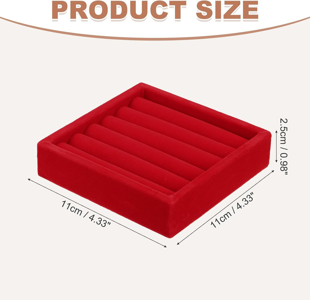 uxcell Stackable Jewelry Storage Tray, Jewelry Tray Drawer Organizer, Small Display Box for Earrings, Necklaces, Rings and Bracelets, Red