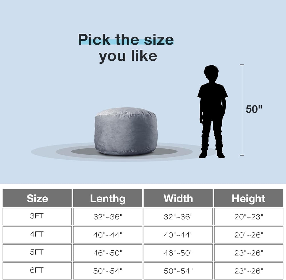 3 ft Bean Bag Chair, Bean Bag Chairs for Adults,3 Foot,Dark Grey | Memory Foa...