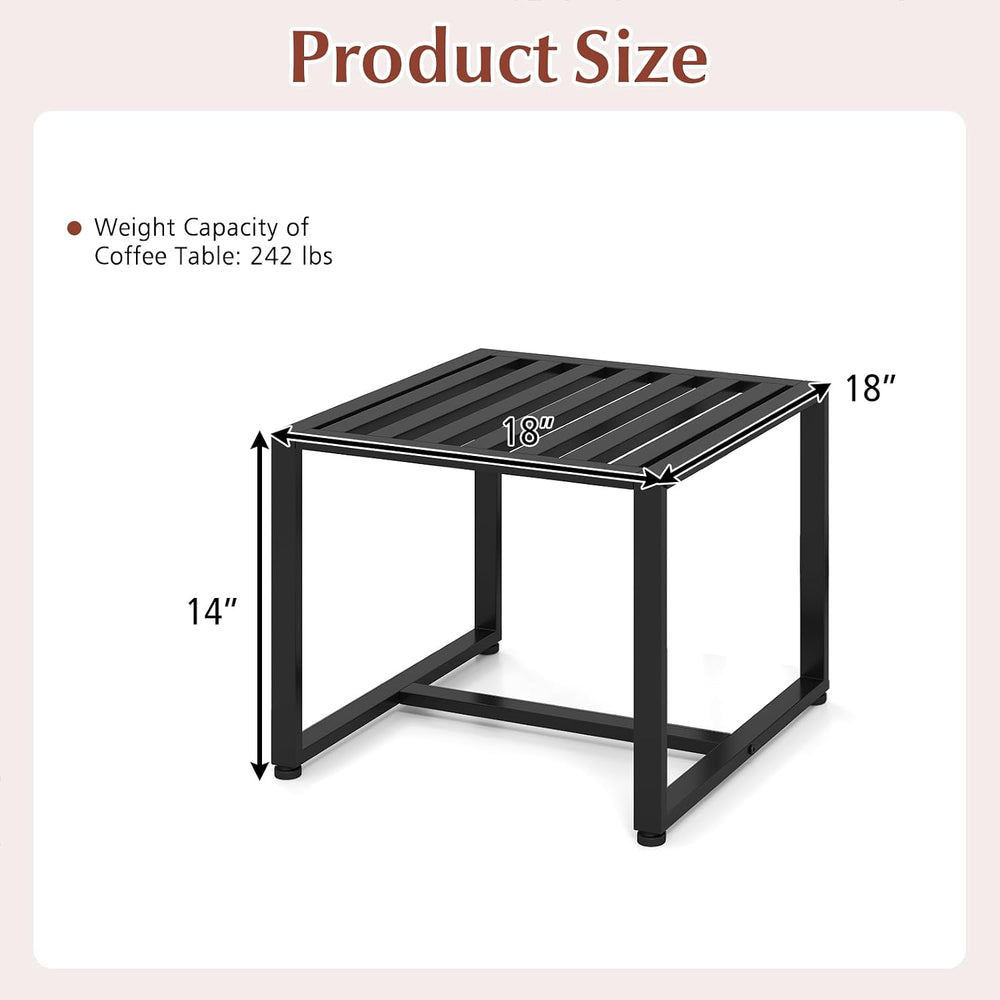 Giantex Indoor Square Side Tables, Set of 2 Metal End Tables with Slatted Tab...
