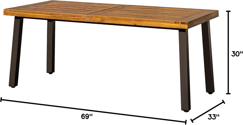 Devoko 6 Person Acacia Wood Dining Table for Kitchen,Natural | Farmhouse Kitc...