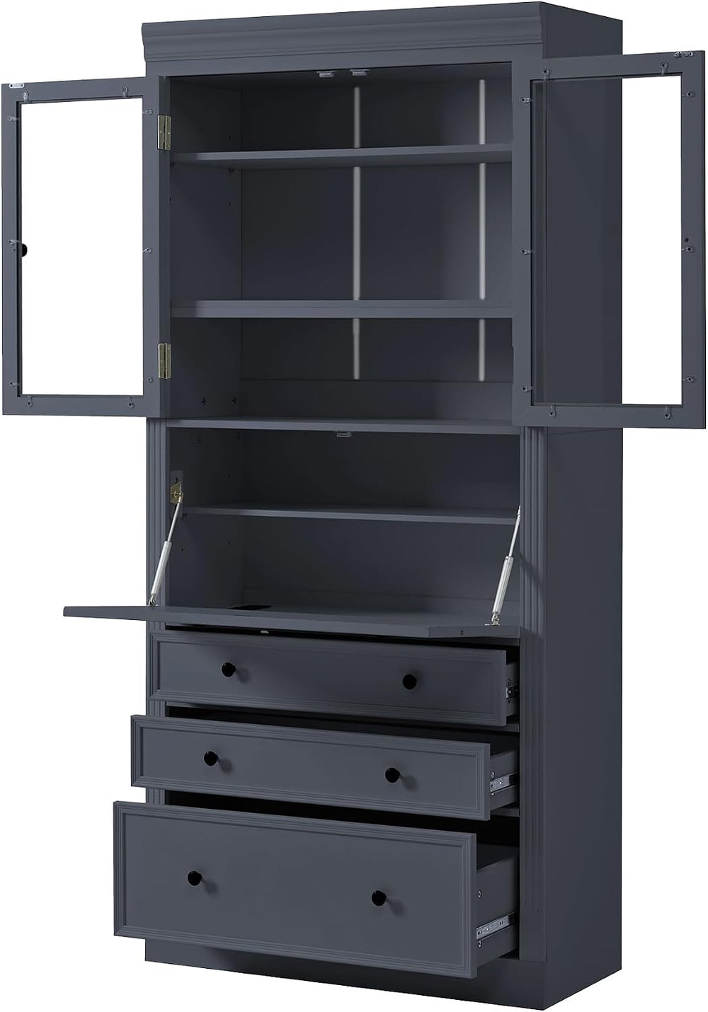 78" Tall Kitchen Pantry Cabinet with 3 Drawers, Large Wooden Kitchen Org...