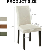VECELO Upholstered Dining Chairs Set of 4, Modern Fabric and Solid Wood Legs & High Back for Kitchen/Living Room- Beige