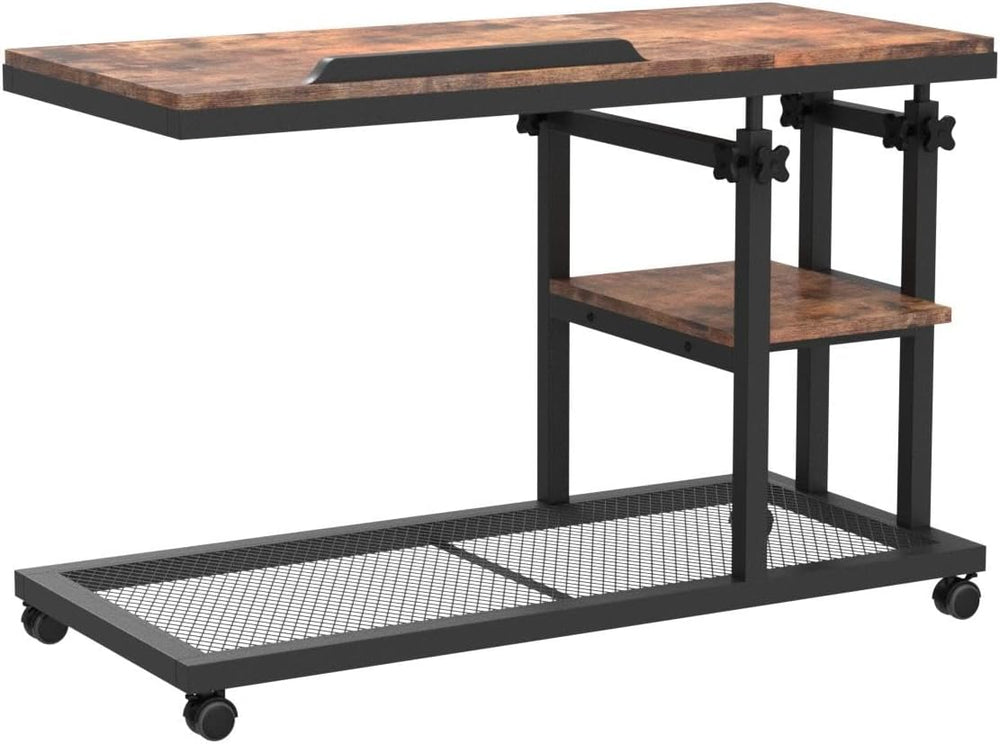 Tribesigns Height Adjustable C Table with Wheels, Mobile Couch Snack Side Tab...