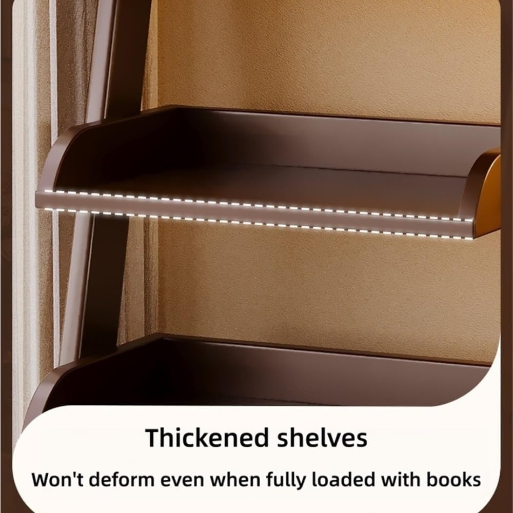 5-Tier Solid Wood Ladder Bookshelf with Modern L-Shaped Legs, Multifunctional Leaning Storage Shelf for Living Room, Bedroom & Home Office Organization