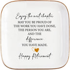 Retirement Gift for Woman Ceramic Jewelry Dish Tray - Farewell Going Away Goodbye Gifts for Coworkers Leaving - Retirement Gift Jewelry Dish for Women Friends Retired Teachers Nurses