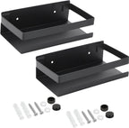 Lallisa 2 Pieces Stainless Steel Shelf Bathroom Shower Floating Shelves Wall Mounted Shower Caddy Basket Shelf Storage Organizer Shelves for Bathroom, Kitchen, Living Room (7.87 Inches/ 20 cm,Black)