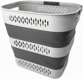 SAMMART 40L (10.5 Gallon) Collapsible Plastic Laundry Basket with Handles - Foldable Pop Up Storage Container/Organizer - Portable Laundry Hamper - Space Saving (1, Grey)