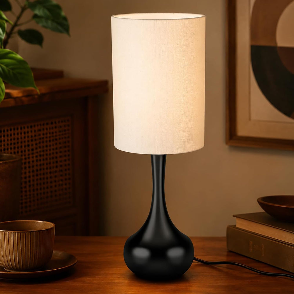 19" Mid Century Modern Droplet Table Lamp with Cylinder Shade