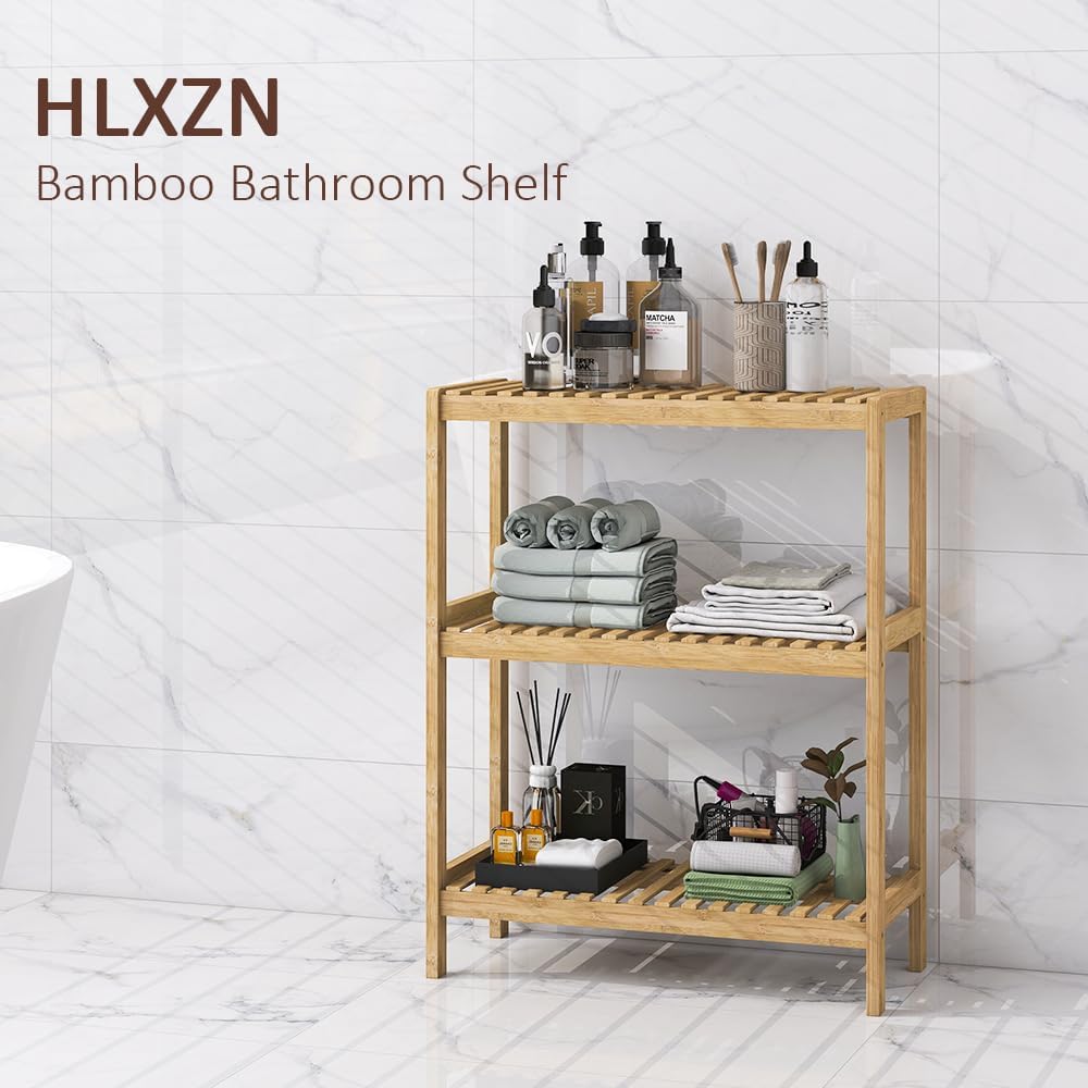 3-Tier Bamboo Freestanding Shelf Multi-use Small Bookshelf Bookcase