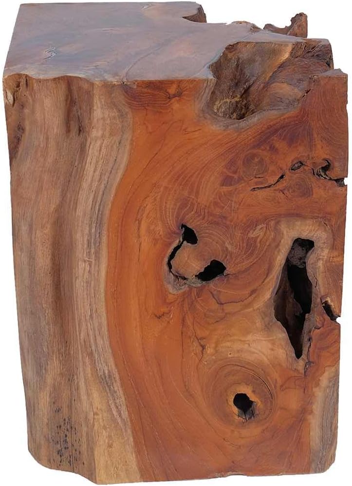 Rustic Stool Solid Teak Wood End Side Table, Small Wooden Stool, Plant Stand,...