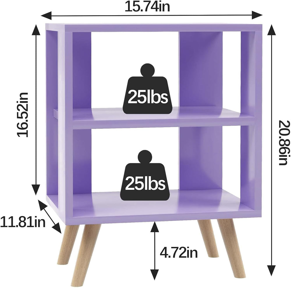 Aenuert Night Stand, Purple Nightstand, Modern End Table with Open Storage, 2...