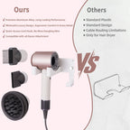 Dyson Hair Dryer Holder, Wall Mounted Aluminum Alloy Hair Dryer Wall Mount for Supersonic/Nural, Dyson Blow Dryer Holder with 3 Magnetic Rings for Salon & Bathroom White UEMUSI