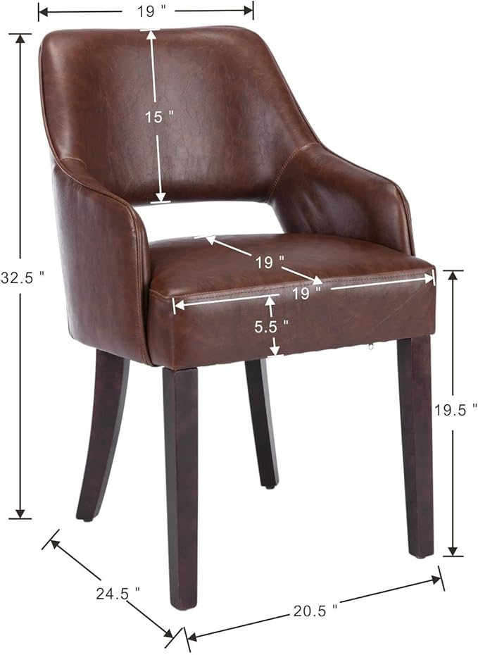 Farmhouse Dining Chairs Set of 2, PU Leather Upholstered Dining Chairs with A...