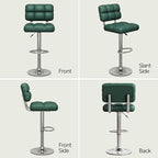 Bar Stools Set of 2 Upholstered Adjustable Counter Height Swivel Bar Stools Island Chairs with Back for Bar Kitchen Dining Room, Green