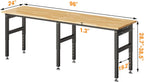 SPECRAFT 96“ Adjustable Heavy Duty Workbench with 4 AC Outlet and 2 USB Ports Power Outlets, 6000 Lbs Capacity, Rubber Wood Top for Garage, Workshop, Office