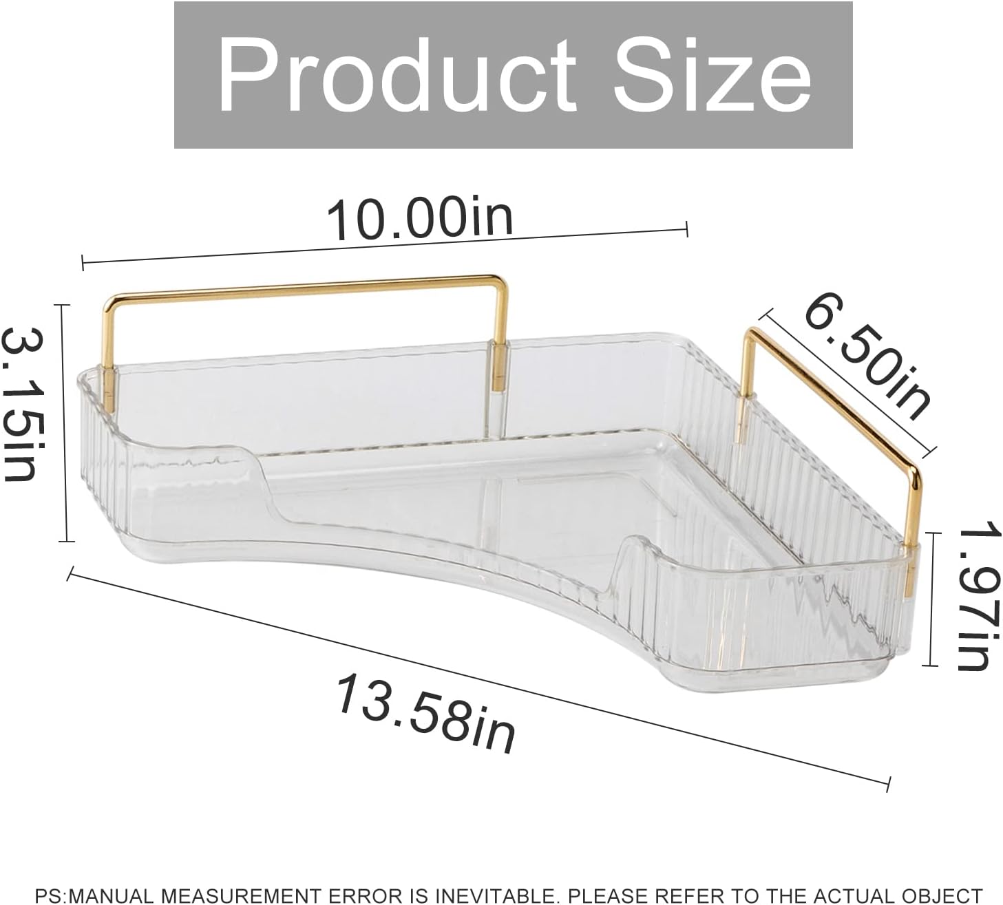 Corner Bathroom Countertop Organizer, Vanity Organizer Trays for Counter, Makeup Organizers, Perfume Tray, Skincare Shelf Storage Gifts for Women Girl Student (Clear, 1 Tier)