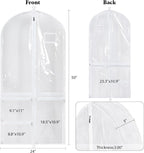 Univivi 50 Inch Dance Costume Garment Bags for Dancers, White, 2 Pack | Breathable Fabric, PVC Window, 3 Separated Clear and 1 Back Zipper Pocket, Foldable Dance Garment Bags for Dancers, Dresses