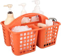 JiatuA Portable Shower Caddy Basket with Compartments Cleaning Supplies Organizer with Handle Plastic Storage Divided Tool Bin for Bathroom, Bedroom, Kitchen, College Dorm, Garden, Under Sink, Orange