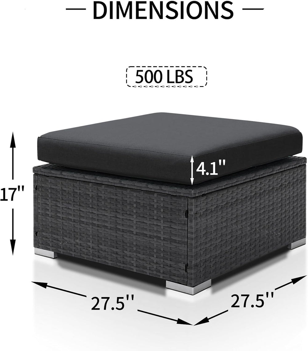 NICESOUL Modern Luxury All-Weather Outdoor Wicker Ottoman Set of 2, 500 Lbs A...