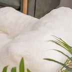 Bean Bag Chairs, Soft Tufted Foam Bean Bag Chair with Teddy Fabric for Adults and Kids, Comfy Lazy Sofa for Living Room, Bedroom (Ivory)