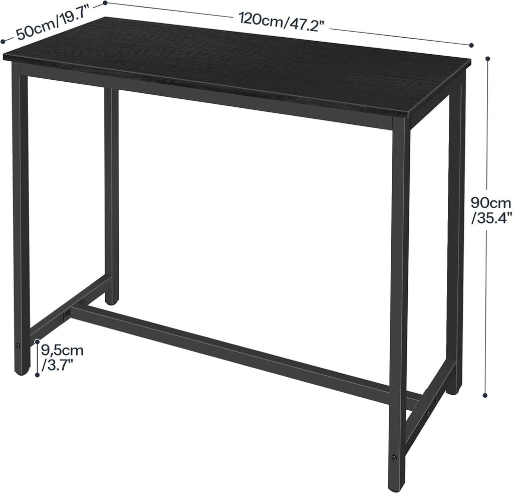 HOOBRO Bar Table, Rectangular Pub Table, 47.2" Counter Height Bar Table, Industrial Bar Height Table, Dining Table for Kitchen, Living Room, Easy to Assemble, Black BB50BT01