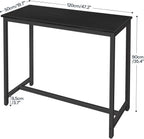 HOOBRO Bar Table, Rectangular Pub Table, 47.2" Counter Height Bar Table, Industrial Bar Height Table, Dining Table for Kitchen, Living Room, Easy to Assemble, Black BB50BT01