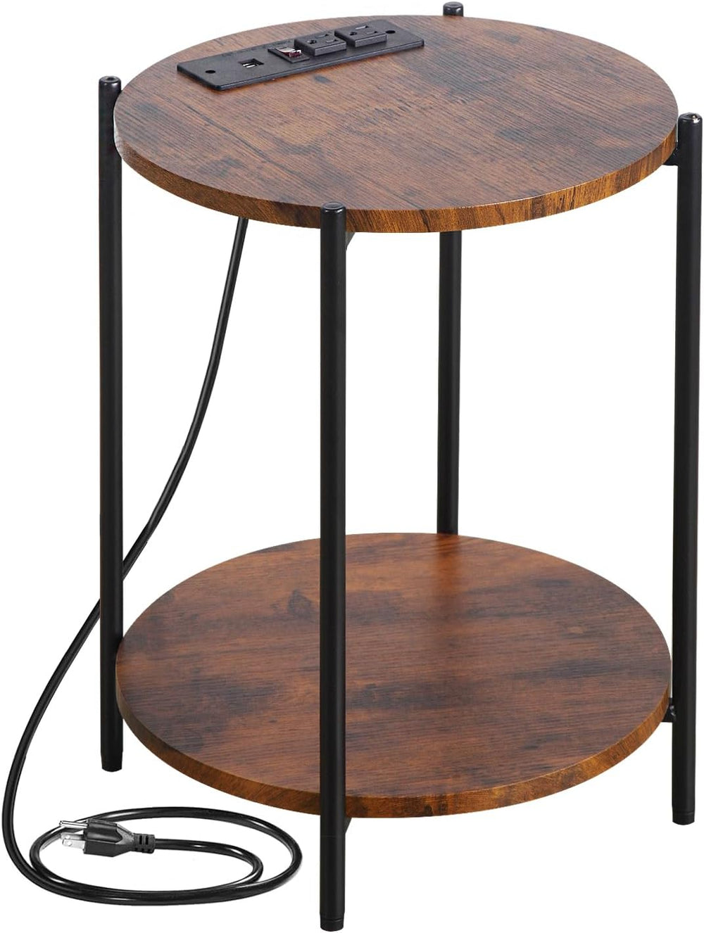 Gawicpy 2 Tier Round Side Table, Folding End Tables Coffee Table Simplistic S...