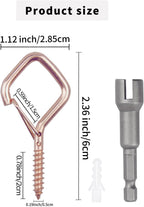 50 PCS Rose Gold Eye Screw Hooks for Hanging Heavy Duty with Safety Buckle.Metal Ceiling Hooks for Hanging Plants Cup Wind Chime Bird Feeders Patio Lights at Indoor&Outdoor