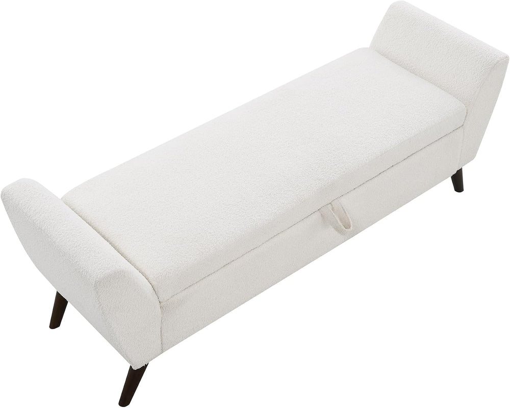 GDFStudio 60" Storage Bench with Seat & Hidden Storage, Teddy Fabric...