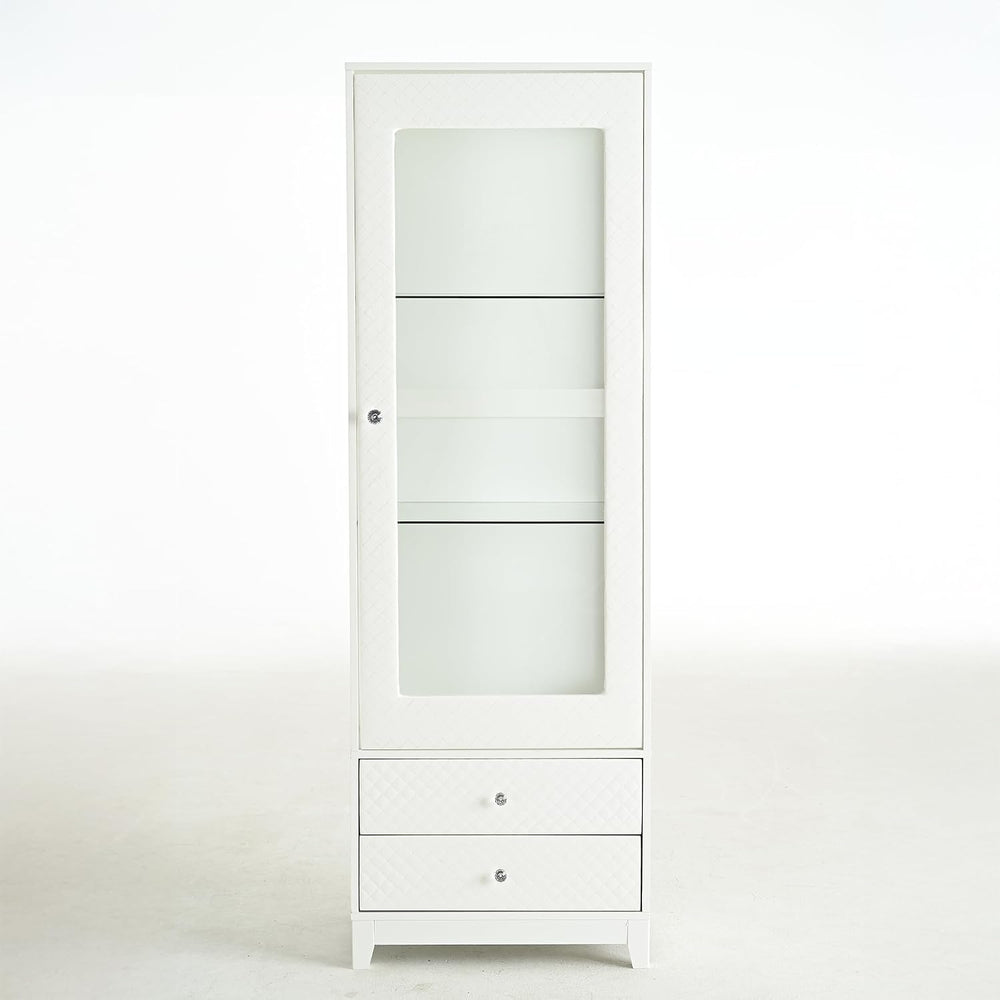 roomfitters 71'' Display Cabinet with Glass Door, Freestanding Pantry...