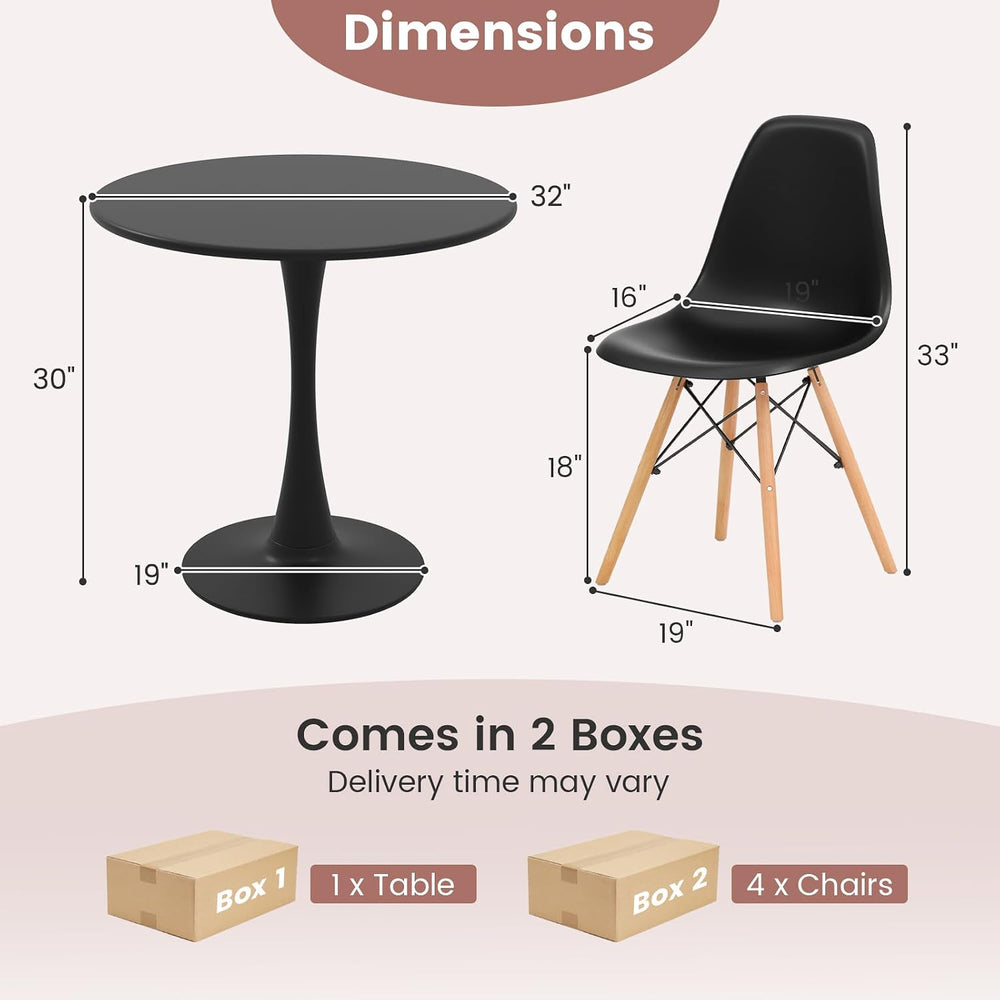 Tangkula Round Dining Table Set for 4, Kitchen Table Set with Seat & Soli...