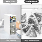 Tea Bag Organizer with 3 Storage Drawers, Plastic Stackable Box, White | Tea box organizer, tea holder organizer, container for tea, coffee, sugar and cosmetic sachets, 1Pcs