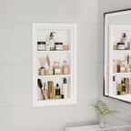 Solid Wood 14 X 24 Recessed Medicine Cabinet,3-Tier, Medicine Cabinet Organizer,Wall Niche, Bathroom Wall Cabinet, Recessed Bathroom Cabinet,recessed Wall Cabinet, Bathroom Cabinet With Storage, White