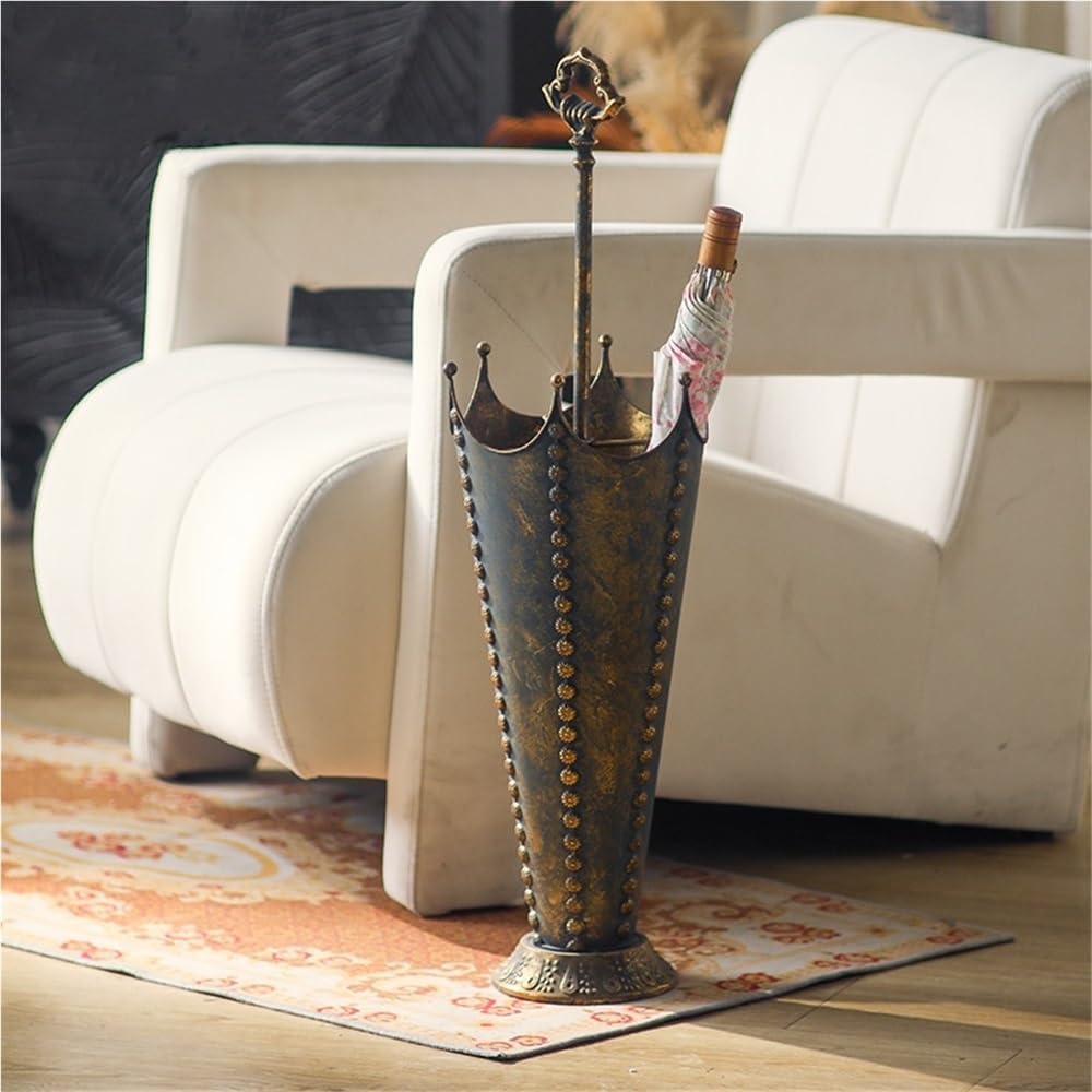 Vintage Metal Umbrella Holder, Retro Freestanding Cane Holder | Creative Umbrella Shape Home Decor, Multifunctional Umbrella Stand for Home and Commercial Spaces