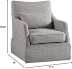 Martha Stewart London Swivel Chair - Solid Wood & Plywood, Skirted Metal Base Accent Armchair, Lumbar Pillow -Modern Classic Family Room Sofa Furniture Bedroom Lounge, 28"X31.5"X35.25", Grey