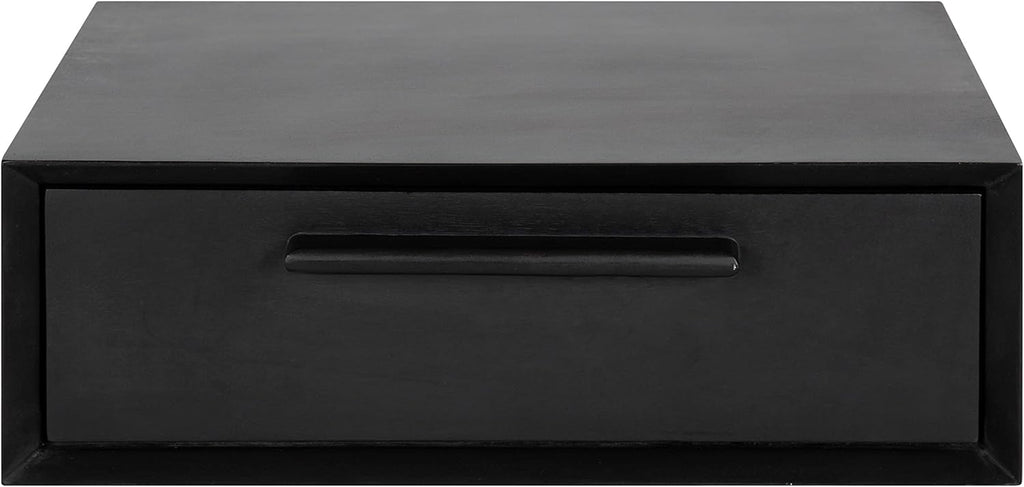 Kate and Laurel McCutcheon Floating Wood Storage Shelf, 18 x 12 x 6, Black, Decorative Transitional Floating Bedroom Nightstand with a Concealed Cubby Compartment