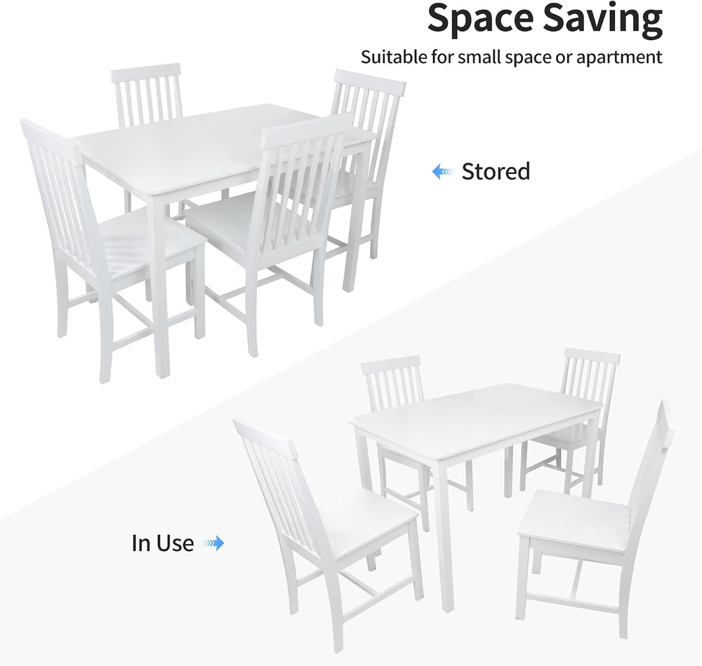 DUHOME 5-Piece Solid Wood Dining Table Set for 4, Farmhouse Kitchen Table Cha...
