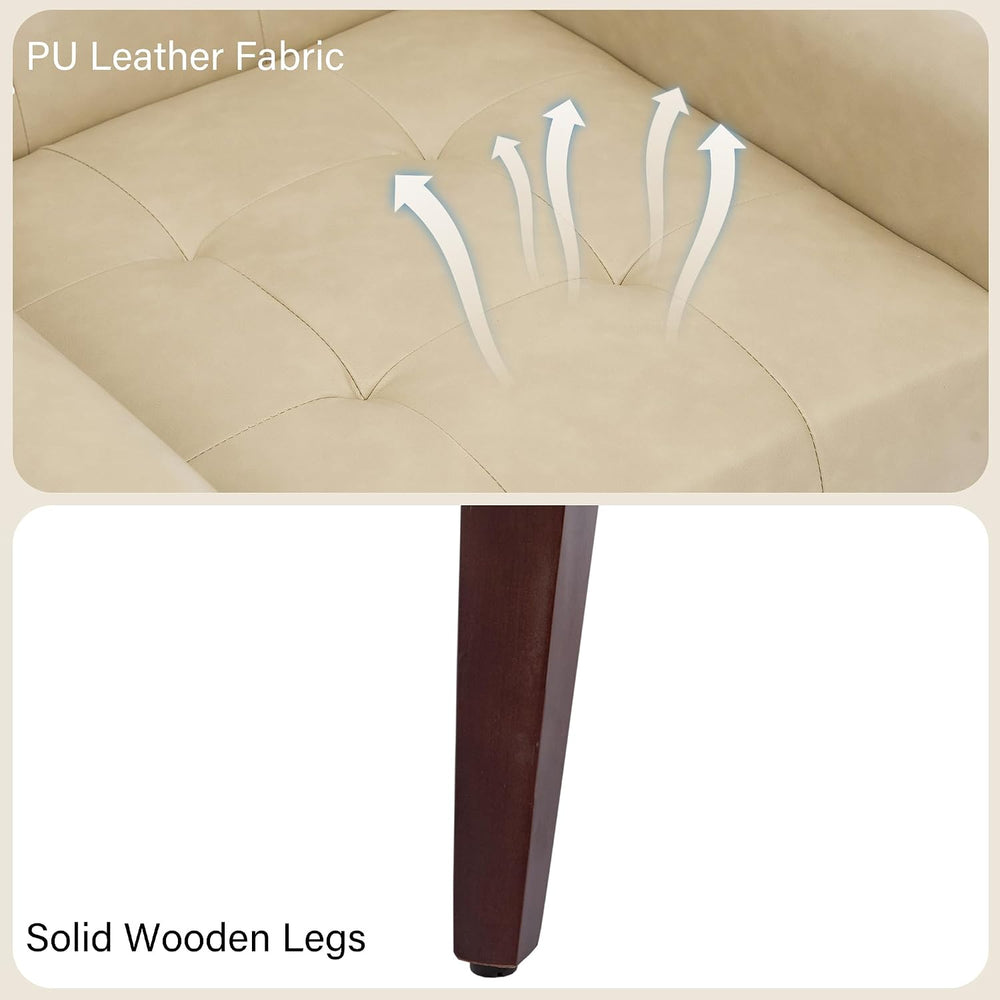 Accent Chair, Comfy Mid Century Modern Small Armchairs with Solid Wood Frame ...