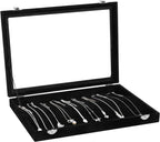 Wudygirl Jewelry Organizer Necklace Organizer Box 20 Hooks Necklaces Holder Display Case Black Velvet Jewelry Organizer with Clear Lid(Black Necklace Tray)
