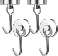 MIKEDE Magnetic Hooks, 80LB+ Swivel Swing Strong Magnetic Hooks Heavy Duty,Neodymium Cruise Hooks Magnets for Hanging, Home, Workplace, Metal Door, Office and Garage - Pack of 4