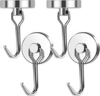 MIKEDE Magnetic Hooks, 80LB+ Swivel Swing Strong Magnetic Hooks Heavy Duty,Neodymium Cruise Hooks Magnets for Hanging, Home, Workplace, Metal Door, Office and Garage - Pack of 4