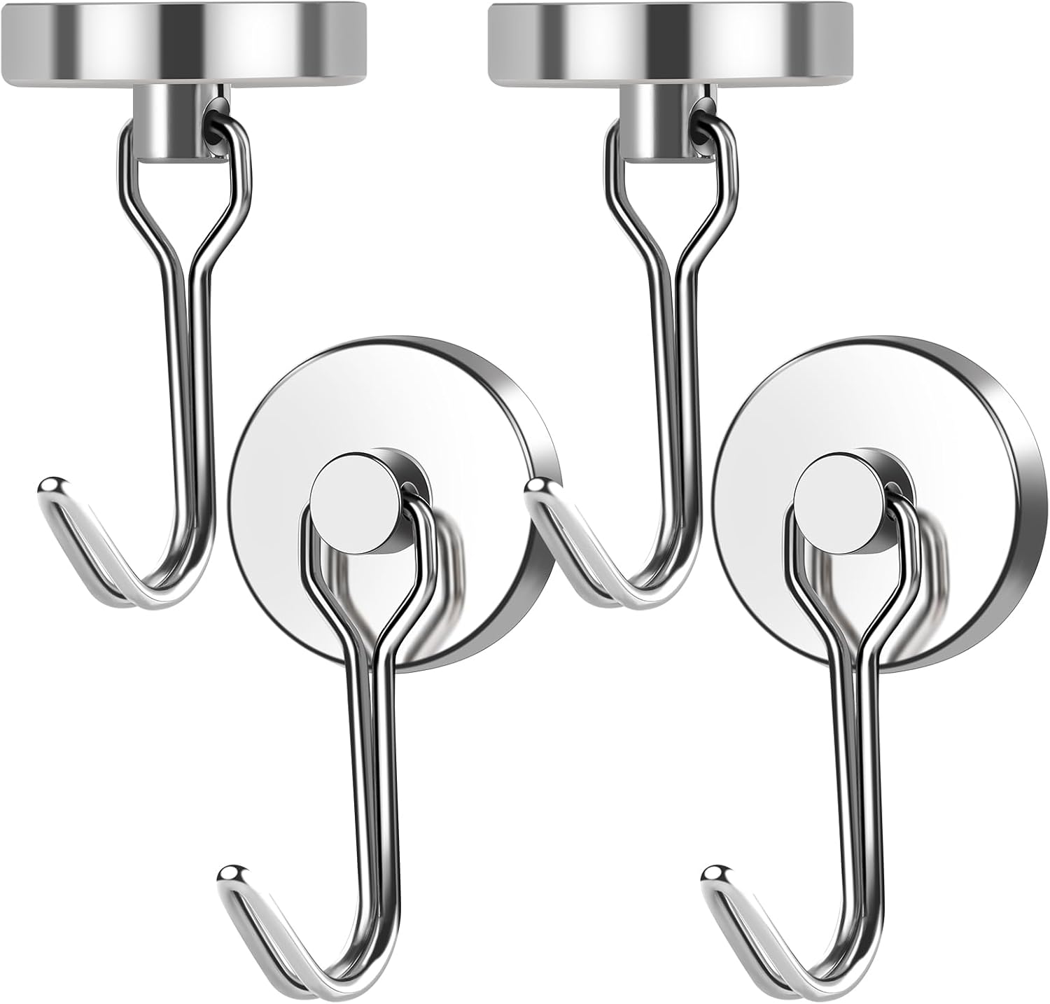 MIKEDE Magnetic Hooks, 80LB+ Swivel Swing Strong Magnetic Hooks Heavy Duty,Neodymium Cruise Hooks Magnets for Hanging, Home, Workplace, Metal Door, Office and Garage - Pack of 4