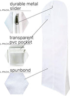 Wedding Dress Garment Bag Extra Long White Clothes Cover for Storage or Travel