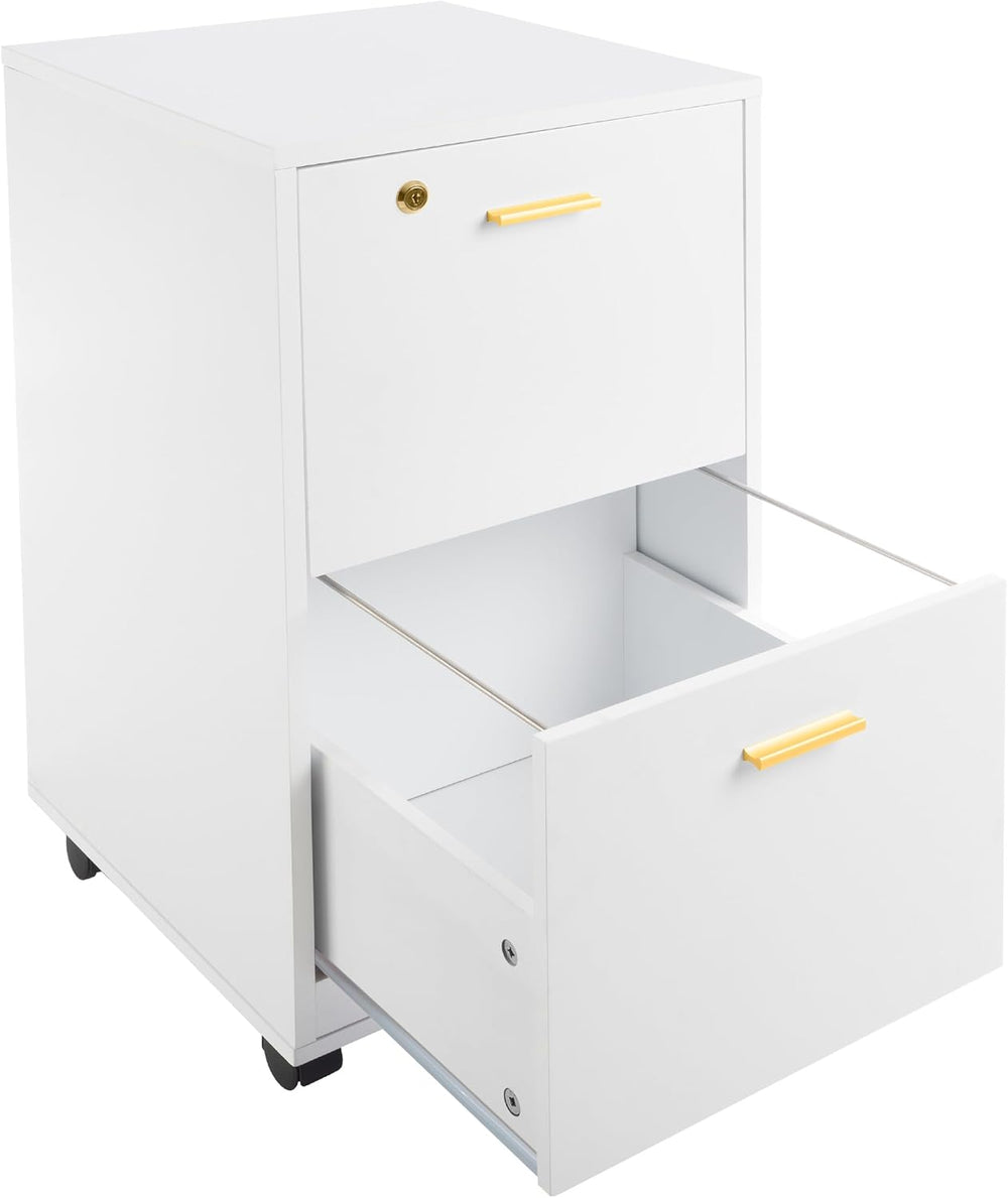 Lavish Home 2 Drawer File Cabinet - Filing Cabinet with Lock - Rolling File C...